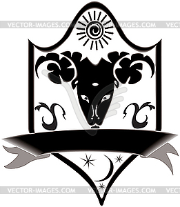 Signboard with zodiac aries - vector clipart