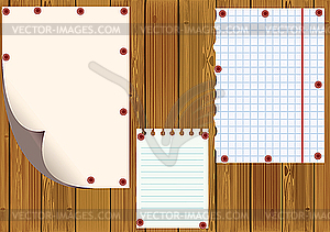 Standard sheets on wooden boards - vector clip art
