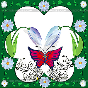 Butterfly and flower frame - vector image