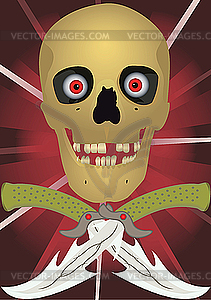 Skull with the crossed knives - vector clipart