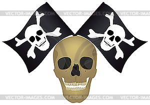 Skull with the crossed flags - vector clipart