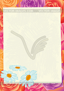 Sheet of paper on flower background - vector image