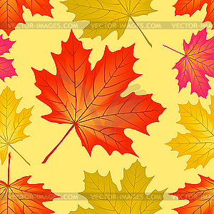 Seamless pattern of autumn maple leaves - vector clip art