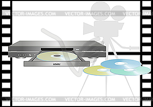 DVD ROMs and DVD player - vector clipart