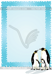 Frame with penguins - vector clipart