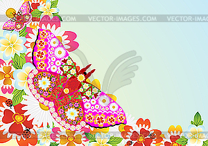 Flowers and butterflies - vector image