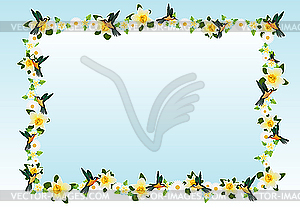 Frame of flowers and birds - vector clipart