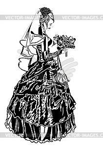 Bride with flowers - vector clip art