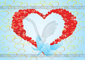 Heart and doves - vector image