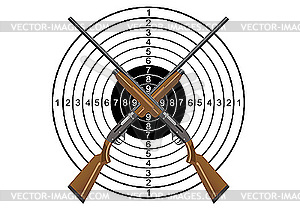 Hunting rifles and target - vector image