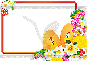 Easter eggs and flowers of the field - vector clip art