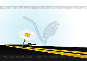Цветок на асфальте - изображение в векторном формате