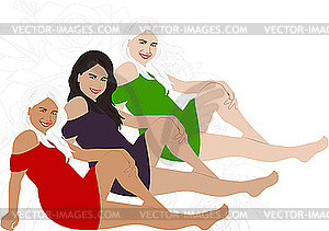 Three girls - vector image