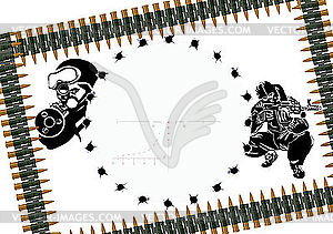 Machine gun belt and sniper scope - vector clipart