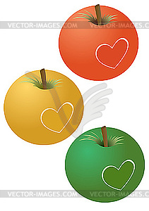 Apples with heart - vector image