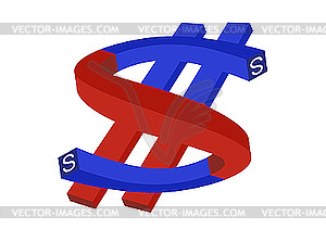 Magnet - the dollar - vector clip art