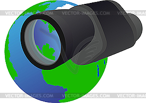 Monocular and Planet Earth - vector clipart