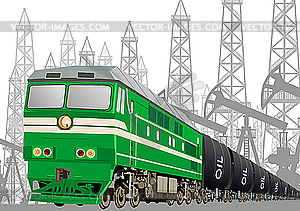 Railway transport of petroleum products - vector image