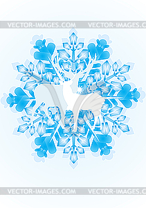 Reindeer on the snowflake - vector clip art