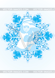 Santa Claus on snowflake - vector image