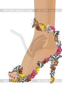 Shoes with butterflies - vector image