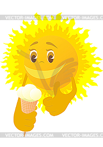 Sun and ice cream - vector image