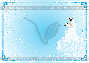 Bride with bridal bouquet - vector EPS clipart