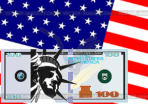 The dollar and the U S flag - vector clipart / vector image