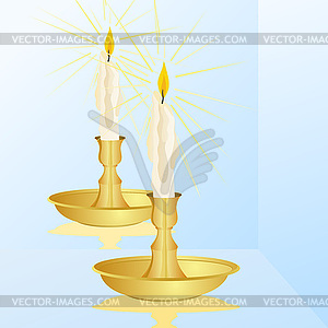 A candle and mirror - vector clip art