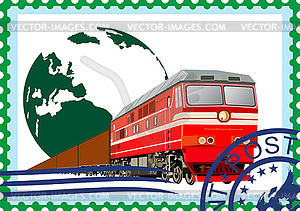 Postage stamp Rail freight - vector clip art