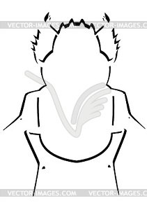 Contour of the Scarab beetle - white & black vector clipart