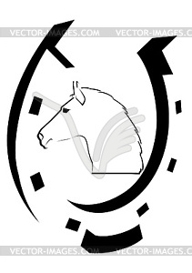 Подкова и белая голова лошади - изображение векторного клипарта