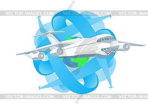 Traveling by plane - vector image