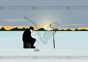 Winter fishing - vector clipart