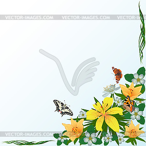 Summer bouquet of flowers - color vector clipart