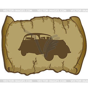 Parchment and retro car - vector clipart