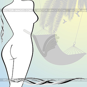 Contour of female figure - vector clipart