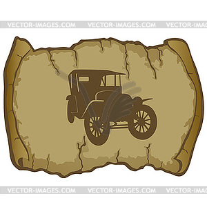 Vintage Car and parchment - color vector clipart