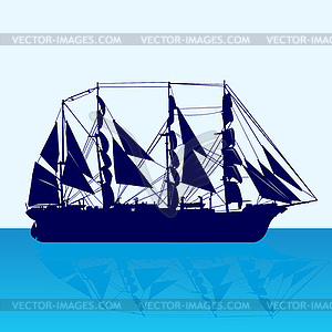 Sailing ship - color vector clipart