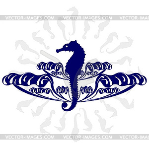 Sea horse in sea - vector clip art