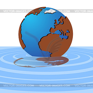 Globe in water - vector clipart