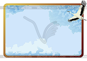 Flying Stork and frame - vector clipart