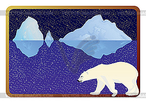 Polar bear and icebergs - vector image