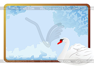 Frame with white swan - vector image