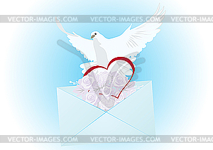 White dove with letter - vector clip art