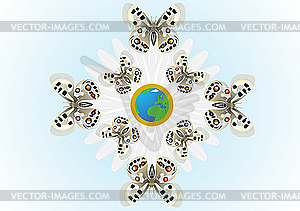 Ornamental flower of butterflies - vector clipart