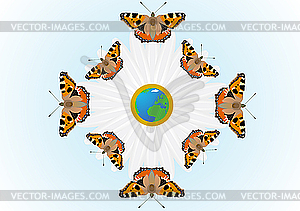 Цветок-орнамент из бабочек - изображение векторного клипарта