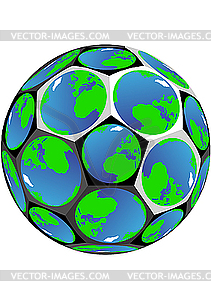 Soccer ball of globes - vector clip art