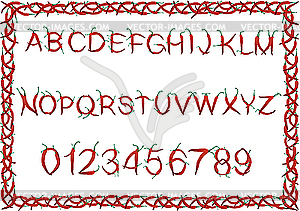 Алфавит из острых перцев - клипарт в векторном виде