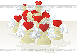 Amorous white chessmen - vector clipart